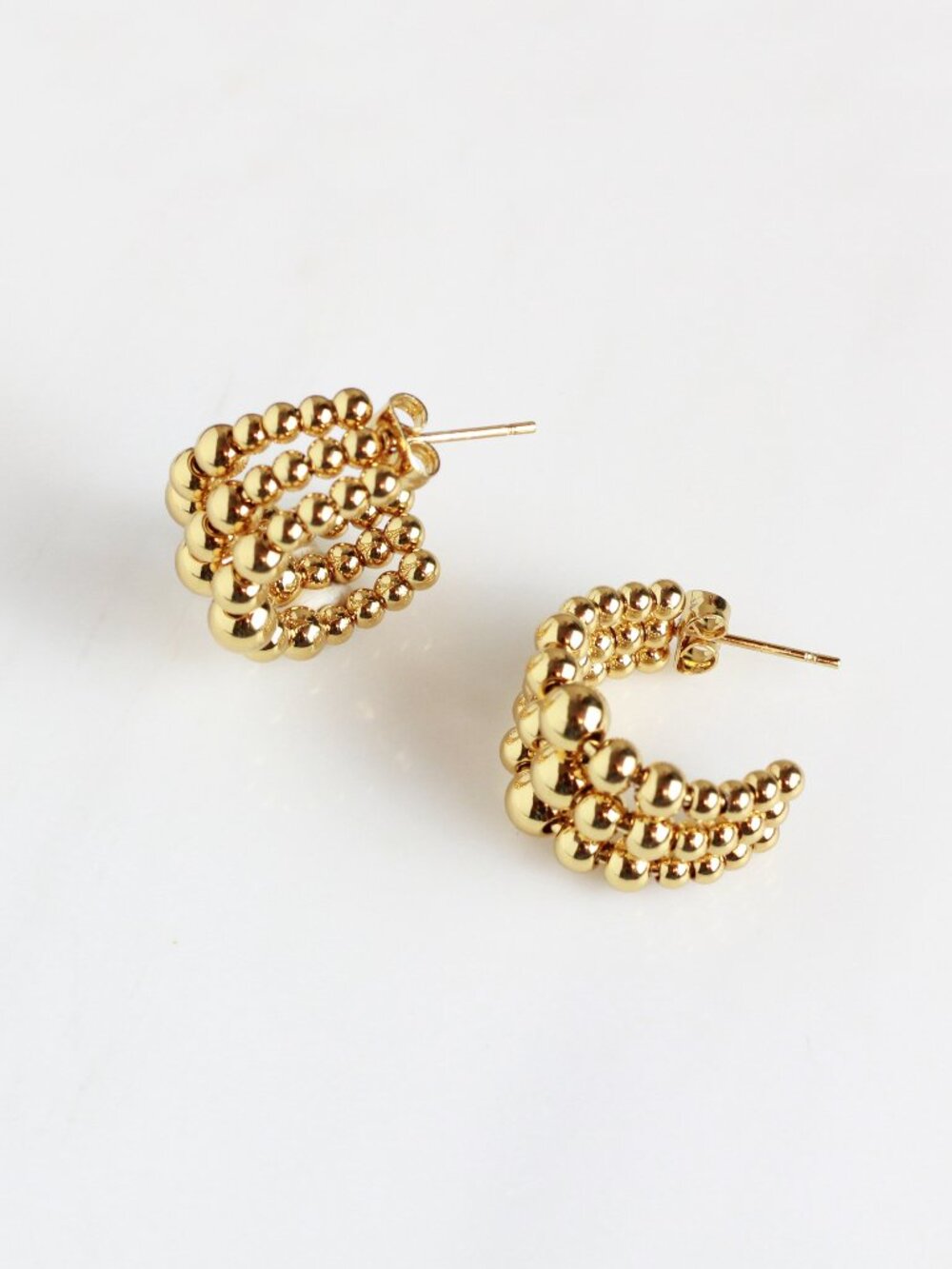 Gold Bead Hoop Earrings